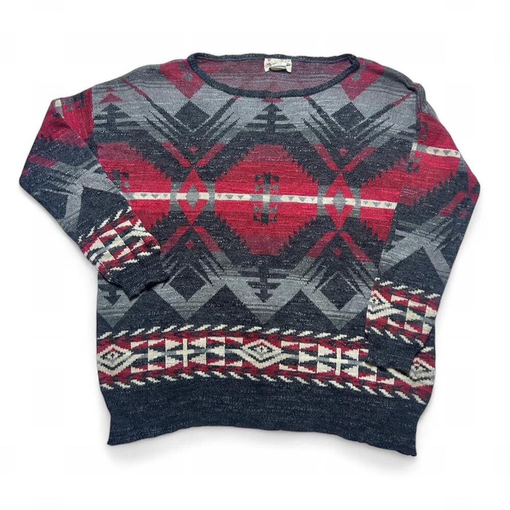 Denim Supply Ralph Lauren Y2k Vintage Beacon Aztec Cotton Knit Sweater Jumper XL